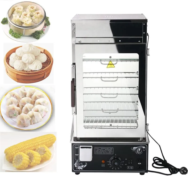 GOOPIKK 110V Commercial Pizza Food Steamer 5 Layers Display 1200w Electric Warming Showcase 30-110 Temperature Range for Buffet