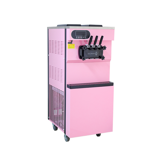 GOOPIKK Good Quality Vertical Ice Cream Machine With 3 Flavor 2000w Commercial Soft Serve Ice Cream Maker With Auto Clean Pink