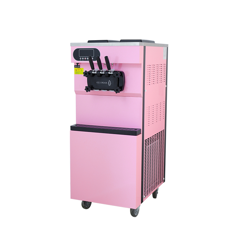 GOOPIKK Good Quality Vertical Ice Cream Machine With 3 Flavor 2000w Commercial Soft Serve Ice Cream Maker With Auto Clean Pink