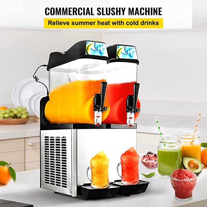 12LX2 Tanks Commercial Slush Machine Commercial Slushy Machine Stainless Steel Margarita Machines for Cafes Restaurants Bars