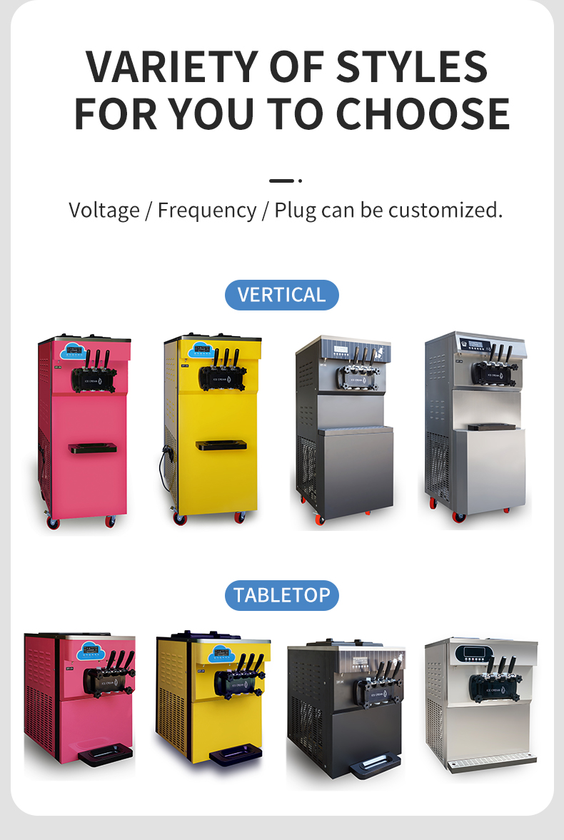 Commercial Large Countertop Ice Cream Cone Making Soft Ice Cream Machine Vending with LED Display