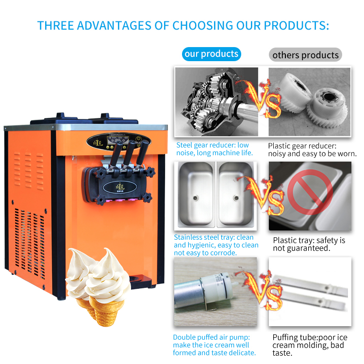 Portable Easy To Use Table Top Ice Cream Machine 2+1 Mixed Flavors Making Machines Ice Cream