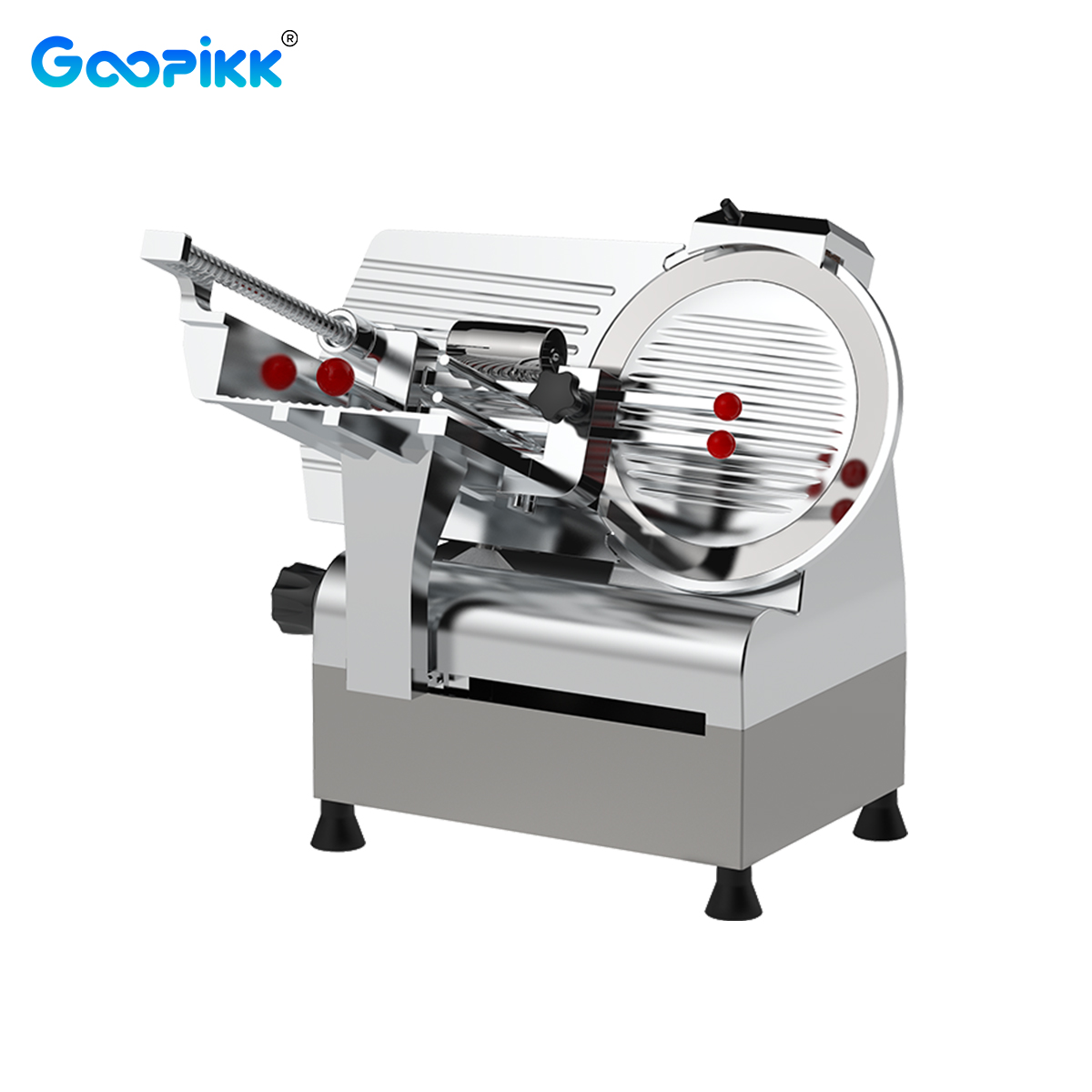 GOOPIKK 700W Fully Automatic Meat Slicer Dual Motor Electric Food Cutter with Italian Blade Adjustable 0-13mm Stainless Steel