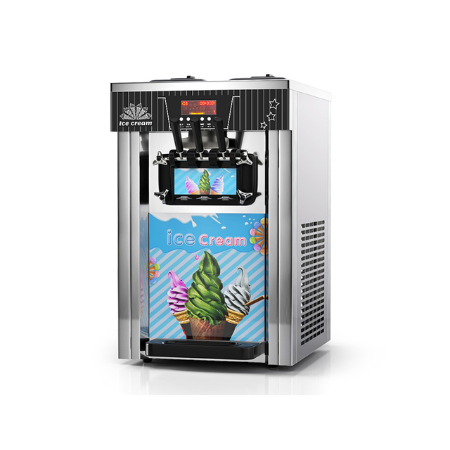 GOOPIKK Commercial Ice Cream Maker 20-28L/H Yield 1850W Countertop 3 Flavor Soft Serve Machine Frozen Yogurt Maker for Snack Bar