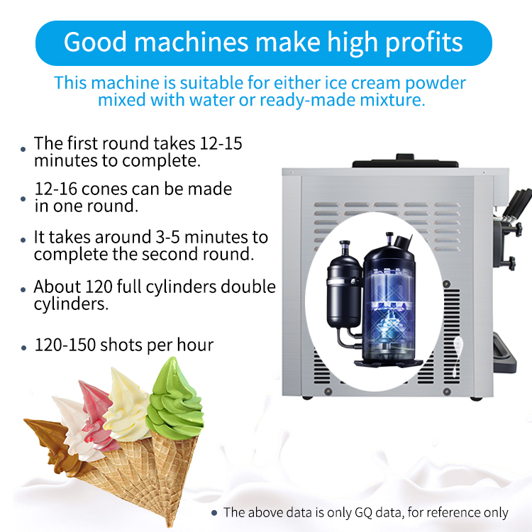 High Quality Fast Shipping Machine A Glace Ice Cream with Two Hoppers 1600w Soft Serve Ice Cream Machine