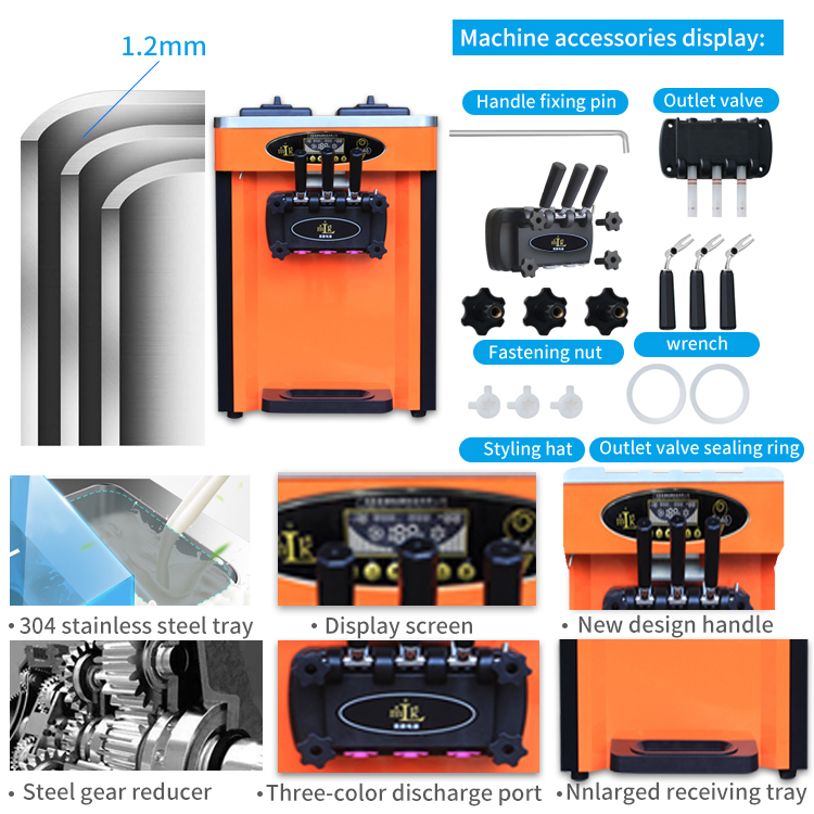 Portable Easy To Use Table Top Ice Cream Machine 2+1 Mixed Flavors Making Machines Ice Cream