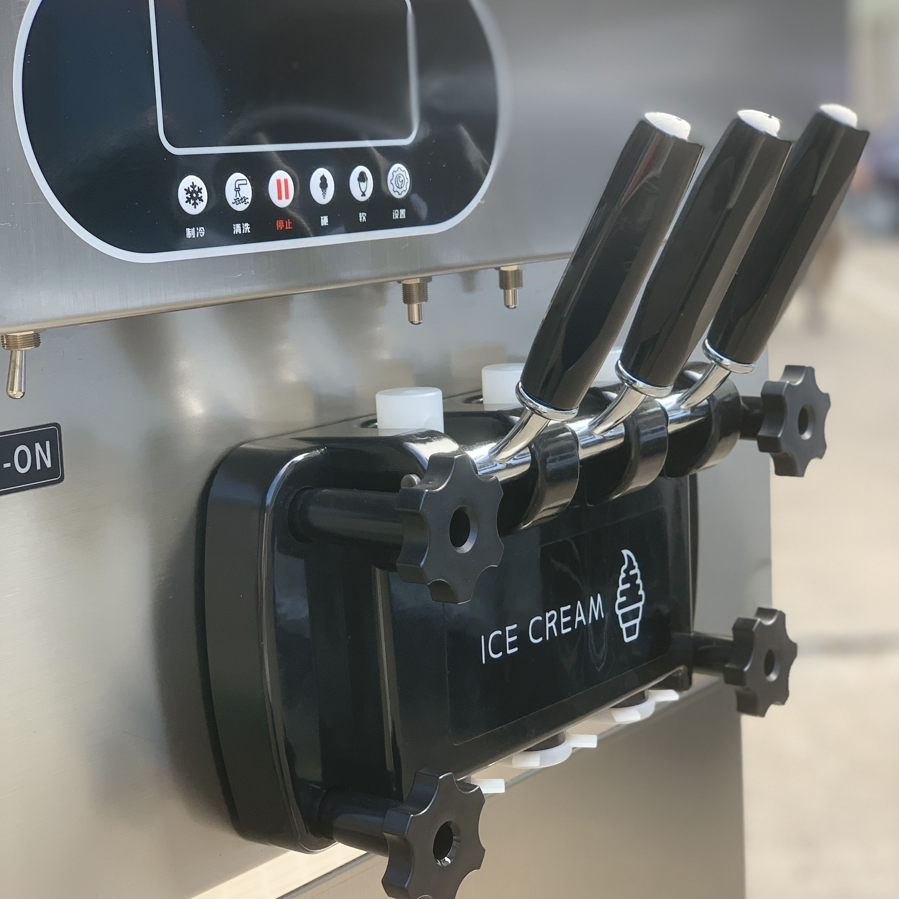 GOOPIKK Commercial Ice Cream Machine 25-28 Liters Per Hour Soft Serve with LED Display 3 Flavors Perfect for Restaurants Snack Bar, 2000W