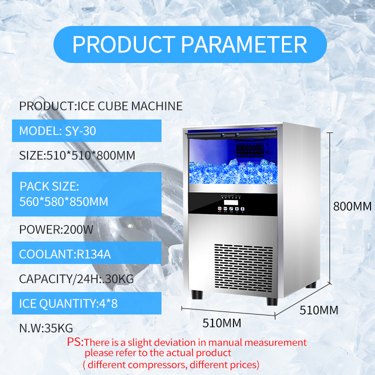 Factory Ice Cube Machine for 30kg 24h Commercial Small Maker Machine Cafe Stainless Steel Automatic Machine Factory Price