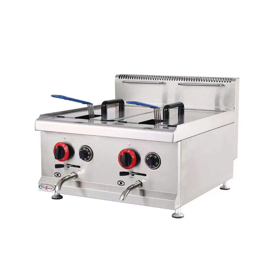 Stainless Steel American Style Gas Heating Fryer 2 Tanks 2 Basket GAS Deep Fryer Commercial Kitchen Equipment Use 28L