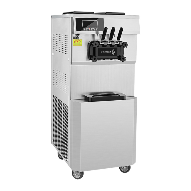 GOOPIKK Commercial Ice Cream Machine 28L Soft Serve Machine 3 Flavors Ice Cream Maker 2000W LCD Panel for Restaurants Snack Bar