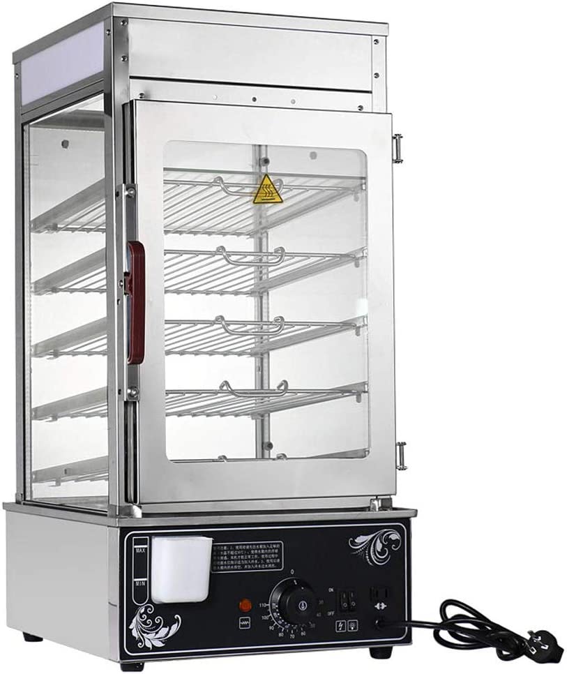 GOOPIKK 110V Commercial Pizza Food Steamer 5 Layers Display 1200w Electric Warming Showcase 30-110 Temperature Range for Buffet