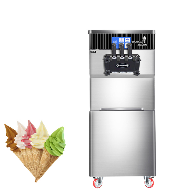 Large Capacity Commercial Ice Cream Maker 52L/H Automatic 3 Flavor Soft Serve Ice Cream Machine with Touch Screen