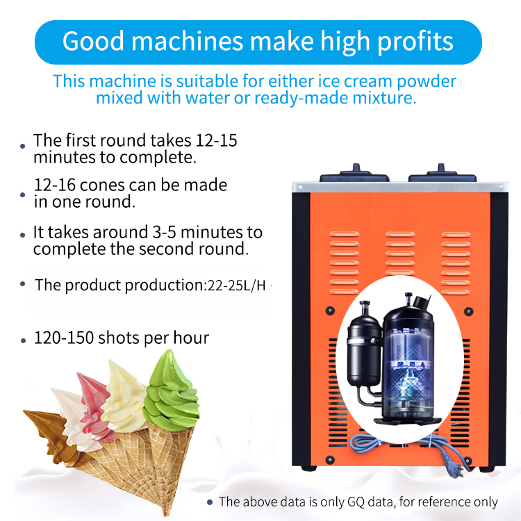 Portable Easy To Use Table Top Ice Cream Machine 2+1 Mixed Flavors Making Machines Ice Cream