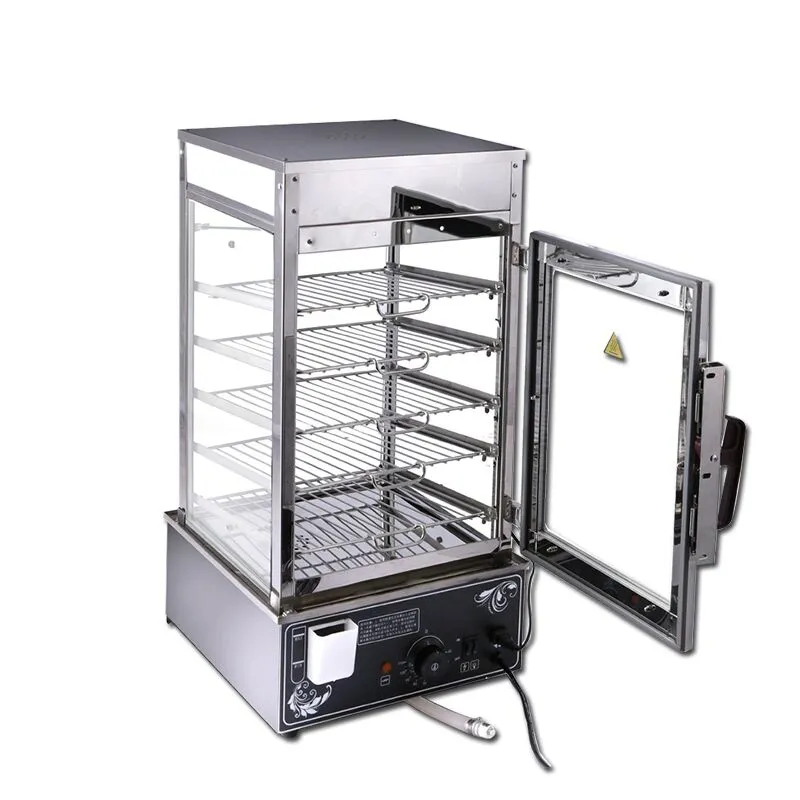 GOOPIKK 110V Commercial Pizza Food Steamer 5 Layers Display 1200w Electric Warming Showcase 30-110 Temperature Range for Buffet