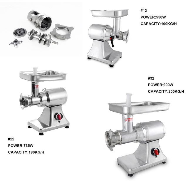GOOPIKK Commercial Professional Meat Grinder 304 Stainless Steel Electric Meat Mincer 200KG/H 900W for Home Kitchen Restaurant