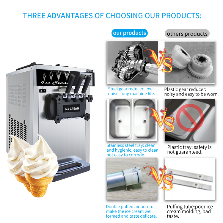 High Quality Fast Shipping Machine A Glace Ice Cream with Two Hoppers 1600w Soft Serve Ice Cream Machine